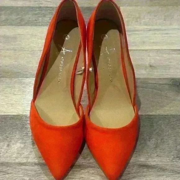 ORANGE VELVET POINT TOE SHOES SIZE 9 - Picture 3 of 4